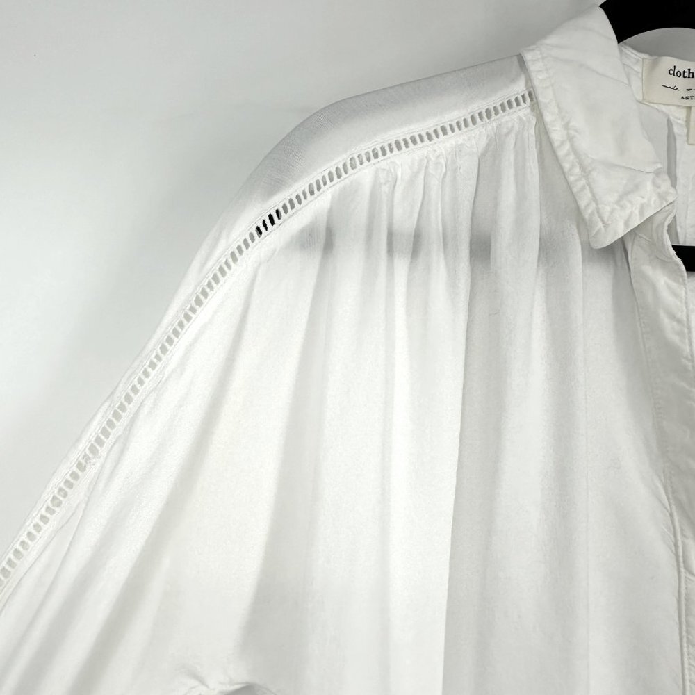 Anthropologie Cloth & Stone Landry Tencel Button Down Blouse White‎ XS - Picture 4 of 10